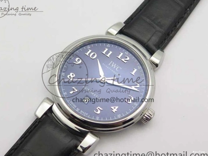MIROTIME 0209 Da Vinci IW356601 SS TW 1:1 Best Edition Blue Dial On Black Leather Strap A Durable 7239